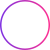 white icon showing a magnifying glass with a bar chart in the middle on top of three gears with a gradient pink and purple border