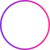 white icon showing three people with a review bubble above them with a gradient pink and purple border